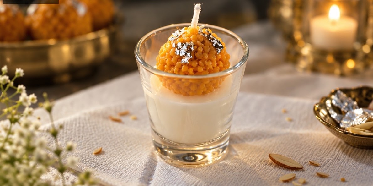Handmade Laddoo Shot Glass Fragrance Candle