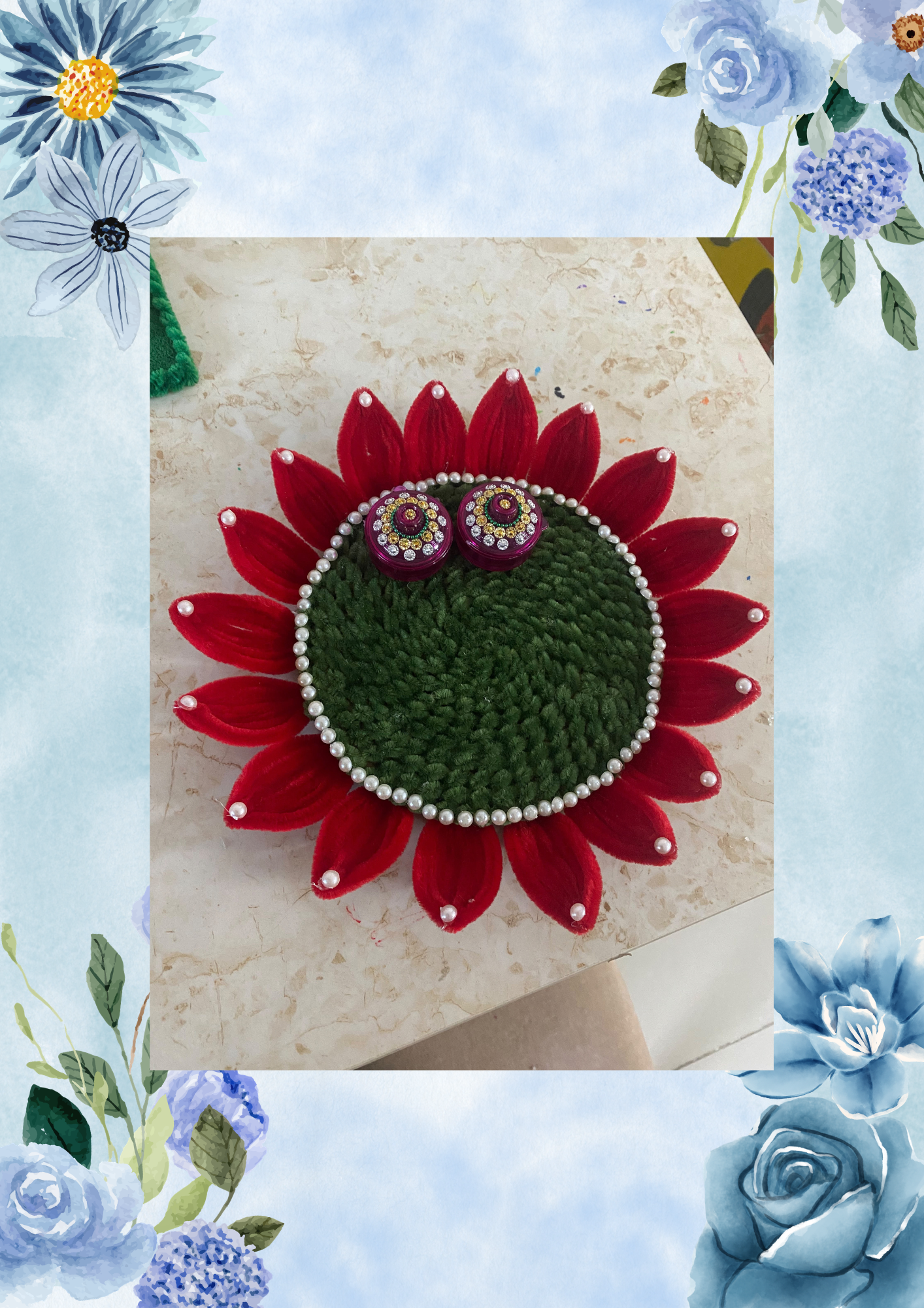 Handmade Flower Aarti Thalis / Haldi Kumkum Platter thumbnail 2