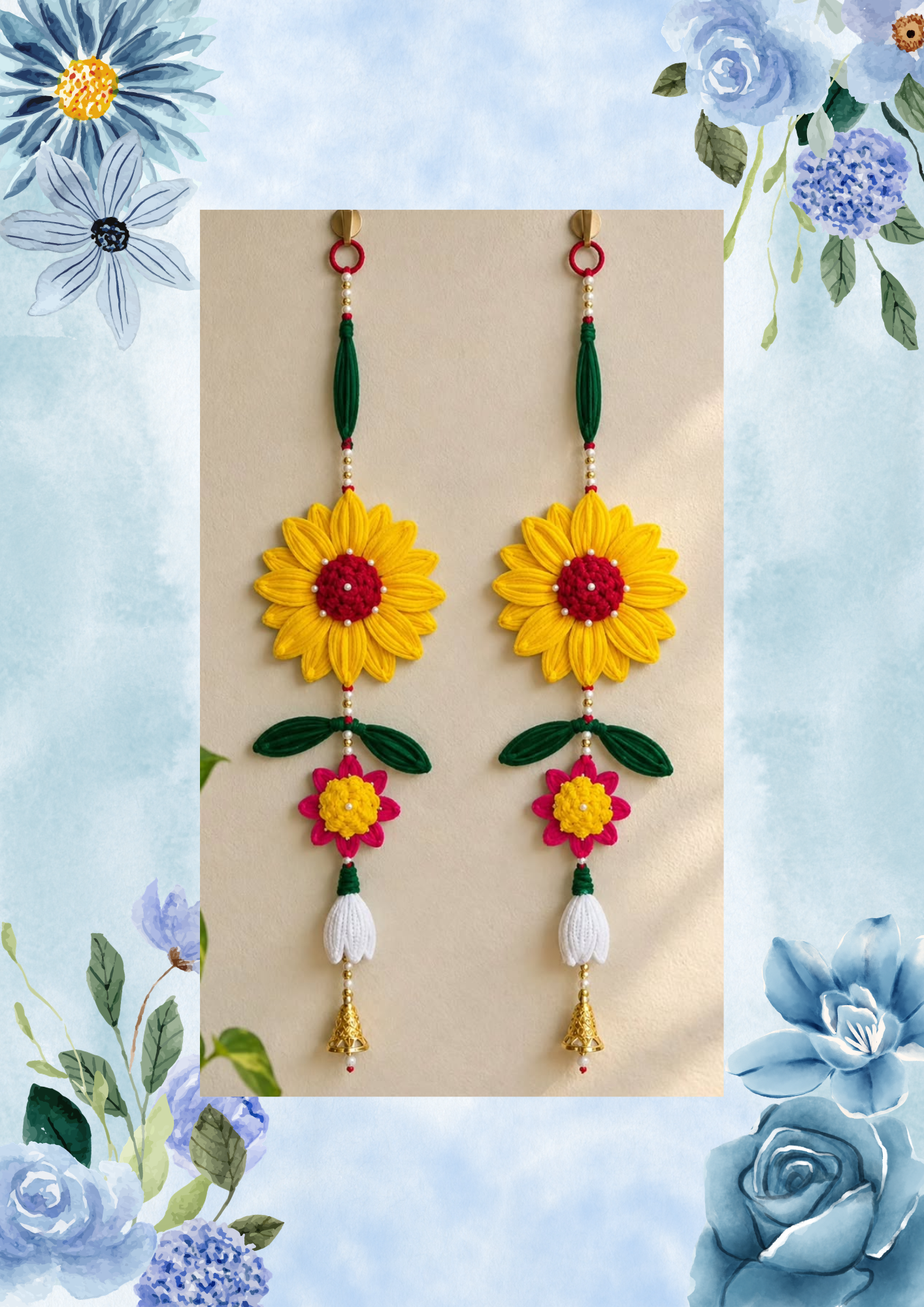 Handcrafted Sunflower & Lotus Floral Door Latkan / Hanging Pair
