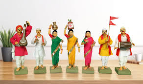 Handmade Terracotta Clay Idols 8 Inch Clay Figurines Set of 7 | Traditional Handcrafted Pandharpur Warkari for Home Mandir, Navratri Decor, Golu and Gifting